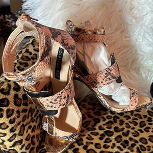Izabella Rue Pink and Black Snakeskin Heels
